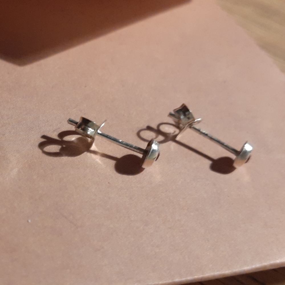 Silver & Ruby Studded Earrings - Picture 3 of 6